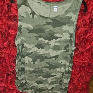 Old Navy Women's Camo Flowy Long Tank Top - Olive and Gray Size Xlarge